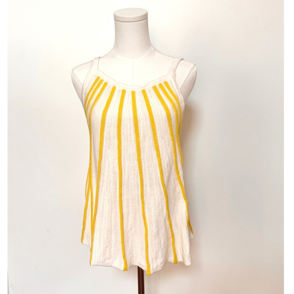 Anthropologie M Maeve Halter Swing Sweater Tank Top Yellow Stripes